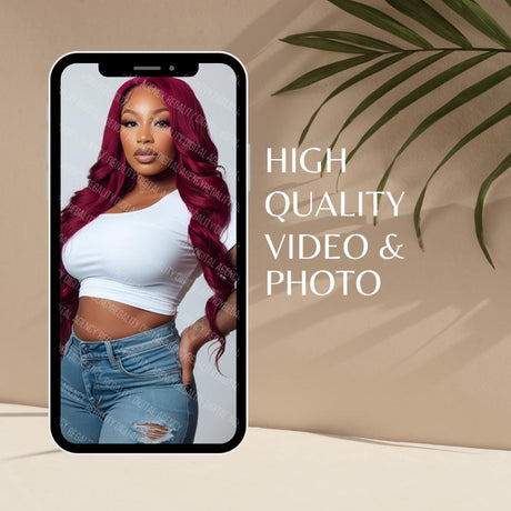 AI Hair Stock Photo & Video: Body Wave Wig Reels (Digital Download)