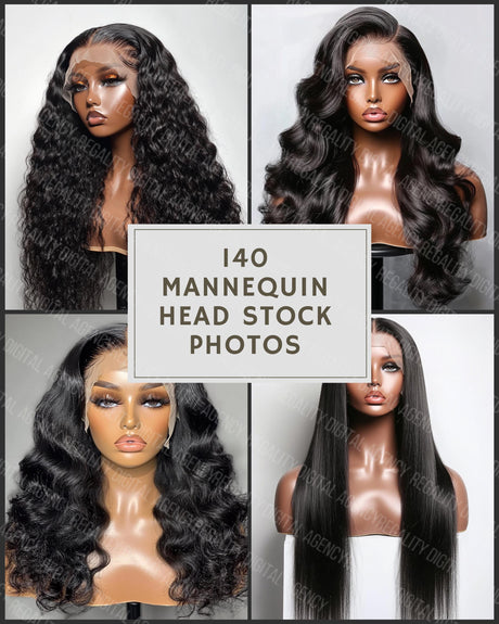 AI Mannequin Head Stock Photos: Hair Extensions, Wigs (140 High-Resolution PNG)