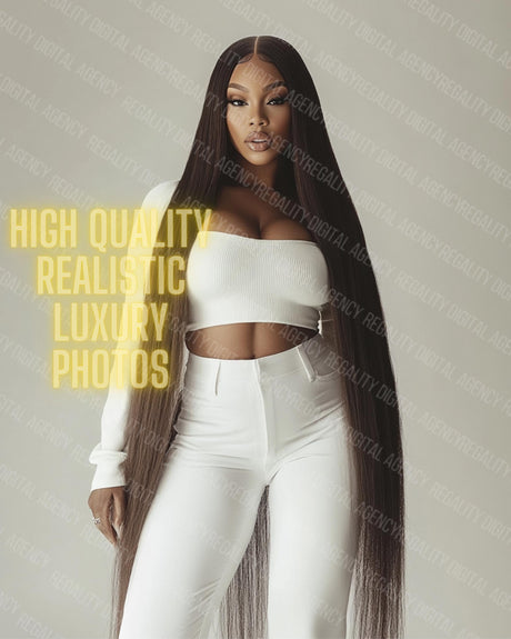 Luxury Straight Hair Stock Photos: 52 AI Beauty Images (Digital Download)