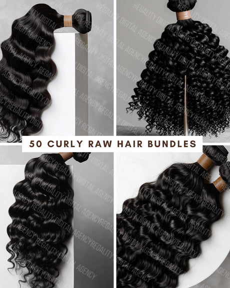 Curly Hair Stock Photos: 50 Raw Hair Bundles (Digital Download)