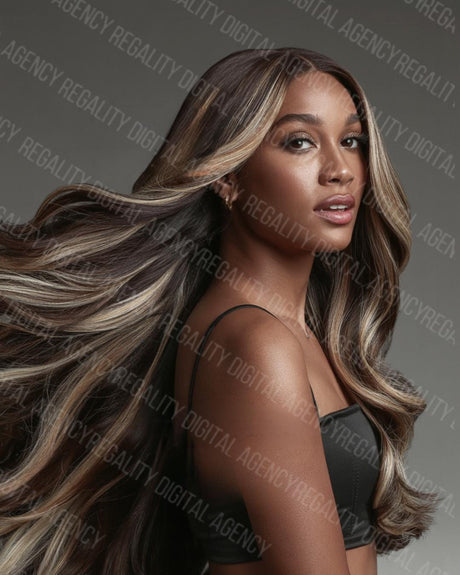 AI Hair Model Stock Photo: High-Resolution Beauty Image (Digital Download PNG 300 DPI)