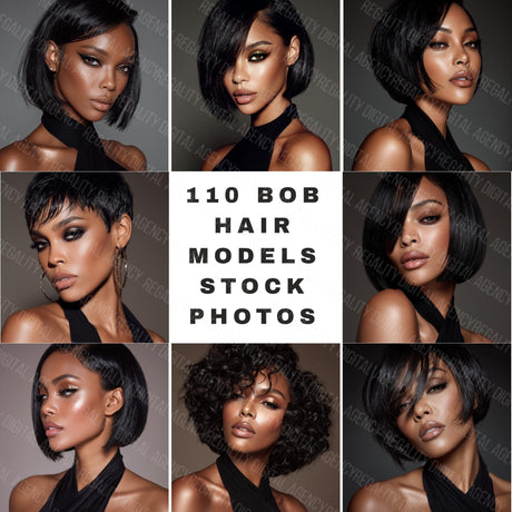 110 Bob Hair Model Stock Photos | AI Beauty Images (PNG)