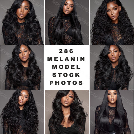 Melanin Hair Model Stock Photos: AI-Generated Beauty Images (Digital Download)