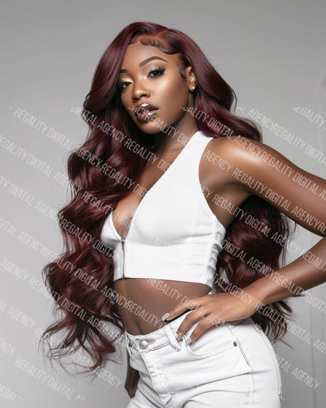Burgundy Hair Stock Photo & Video | AI Generated Beauty (Digital Download)