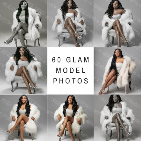 AI-Generated Hair Glam Stock Photos: Beauty & Hair Extension Images (PNG Digital Download)