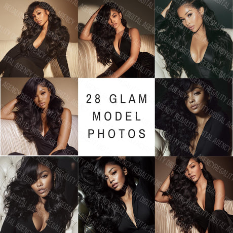 AI-Generated Hair Glam Stock Photos: Beauty & Hair Extension Images (PNG Digital Download)