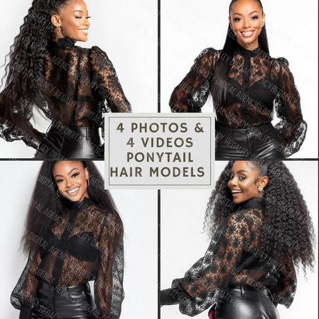 Luxury Ponytail Hair Model Stock Photos & Videos: AI Beauty Reels (Digital Download)