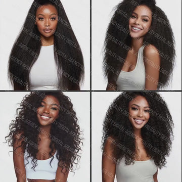 Luxury Kinky Curly Straight Hair Model Stock Videos: AI Beauty Reels (Digital Download)